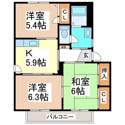 パル田園Ｃの物件間取画像